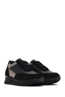 Woman Black Lace-up Wedge Heel Leather Sneaker | Derimod Woman Black Lace-up Wedge Heel Leather Sneaker | Derimod