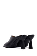 Woman Black Heeled Leather Slipper | Derimod Woman Black Heeled Leather Slipper | Derimod