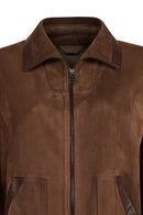 Barcelona Woman Brown Short Suede Jacket | Derimod Barcelona Woman Brown Short Suede Jacket | Derimod