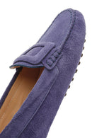 Women's Navy Blue Suede Leather Loafer | Derimod Women's Navy Blue Suede Leather Loafer | Derimod