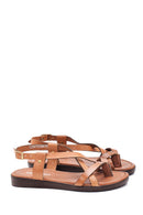 Women's Tan Leather Flip Flops Bodrum Sandals | Derimod Women's Tan Leather Flip Flops Bodrum Sandals | Derimod