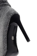Women's Silver Thin Heeled Stone Boots | Derimod Women's Silver Thin Heeled Stone Boots | Derimod