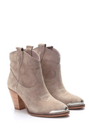 Women's Suede Leather Heeled Boots | Derimod Women's Suede Leather Heeled Boots | Derimod