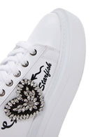 Women's White Stone Sneaker | Derimod Women's White Stone Sneaker | Derimod