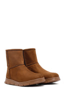 Women's Tan Zippered Suede Teddy Boot | Derimod Women's Tan Zippered Suede Teddy Boot | Derimod