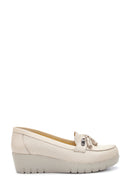 Women's Beige Leather Thick Soled Comfort Shoes | Derimod Women's Beige Leather Thick Soled Comfort Shoes | Derimod