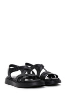Kadın Siyah Deri Comfort Sandalet | Derimod Kadın Siyah Deri Comfort Sandalet | Derimod