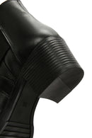 Women's Black Thick Heeled Zippered Leather Boots | Derimod Women's Black Thick Heeled Zippered Leather Boots | Derimod