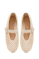 Women's Beige Straw Ballerinas | Derimod Women's Beige Straw Ballerinas | Derimod