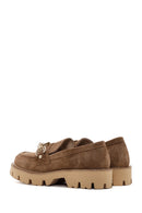 Women's Tan Suede Leather Buckle Masculine Loafer | Derimod Women's Tan Suede Leather Buckle Masculine Loafer | Derimod
