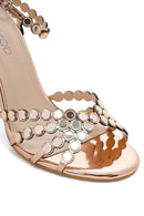 Women's Gold Stone High Thin Heel Sandals | Derimod Women's Gold Stone High Thin Heel Sandals | Derimod