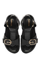 Women's Black Ankle Strap Leather Sandals | Derimod Women's Black Ankle Strap Leather Sandals | Derimod