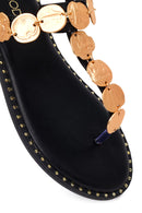 Woman Black Stone-Embellished Toe-Post Sandal | Derimod Woman Black Stone-Embellished Toe-Post Sandal | Derimod