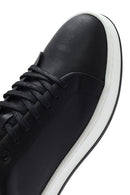 Erkek Siyah Bağcıklı Deri Sneaker | Derimod Erkek Siyah Bağcıklı Deri Sneaker | Derimod