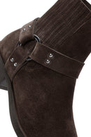 Women's Brown Suede Leather Cowboy Boots | Derimod Women's Brown Suede Leather Cowboy Boots | Derimod