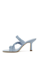 Women's Blue Heeled Slippers | Derimod Women's Blue Heeled Slippers | Derimod