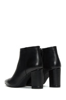 Women's Black Zipper Heeled Leather Boots | Derimod Women's Black Zipper Heeled Leather Boots | Derimod