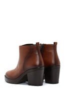 Women's Tan Zippered Heeled Classic Boots | Derimod Women's Tan Zippered Heeled Classic Boots | Derimod