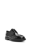 Men's Black Lace-Up Crocodile Patterned Leather Casual Shoes | Derimod Men's Black Lace-Up Crocodile Patterned Leather Casual Shoes | Derimod
