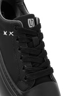 Erkek Siyah Bağcıklı Deri Sneaker | Derimod Erkek Siyah Bağcıklı Deri Sneaker | Derimod