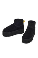 Women's Black Thick-Soled Suede Leather Teddy Boot | Derimod Women's Black Thick-Soled Suede Leather Teddy Boot | Derimod