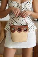 Woman Beige Long-Strap Wicker Shoulder Bag | Derimod Woman Beige Long-Strap Wicker Shoulder Bag | Derimod
