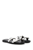 Women's Grey Metallic Leather Slippers | Derimod Women's Grey Metallic Leather Slippers | Derimod