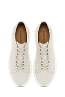 Men's White Lace-up Thick-Sole Leather Sneaker | Derimod Men's White Lace-up Thick-Sole Leather Sneaker | Derimod