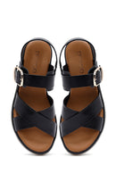 Women's Black Ankle Buckle Thick Soled Leather Sandals | Derimod Women's Black Ankle Buckle Thick Soled Leather Sandals | Derimod