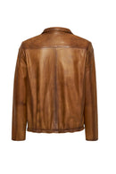 Lopez Women's Brown Mandarin Collar Leather Jacket | Derimod Lopez Women's Brown Mandarin Collar Leather Jacket | Derimod
