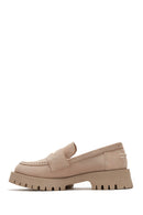 Kadın Bej Deri Süet Maskülen Loafer | Derimod Kadın Bej Deri Süet Maskülen Loafer | Derimod