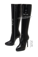Women's Black Leather High Heel Boots | Derimod Women's Black Leather High Heel Boots | Derimod