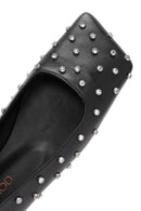 Women's Black Stone Detailed Leather Ballerinas | Derimod Women's Black Stone Detailed Leather Ballerinas | Derimod