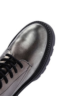 Women's Silver Zippered Leather Boots | Derimod Women's Silver Zippered Leather Boots | Derimod