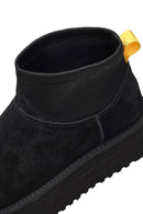 Women's Black Thick-Soled Suede Leather Teddy Boot | Derimod Women's Black Thick-Soled Suede Leather Teddy Boot | Derimod