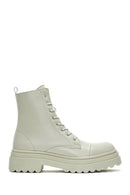 Women's Beige Zippered Boots | Derimod Women's Beige Zippered Boots | Derimod