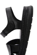 Kadın Siyah Deri Comfort Sandalet | Derimod Kadın Siyah Deri Comfort Sandalet | Derimod
