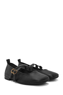 Women's Black Buckle Leather Ballerinas | Derimod Women's Black Buckle Leather Ballerinas | Derimod