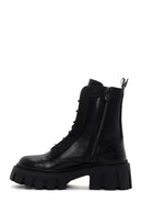 Women's Black Thick Soled Zippered Leather Boots | Derimod Women's Black Thick Soled Zippered Leather Boots | Derimod