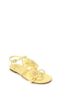 Woman Yellow Ankle-Buckle Floral Sandal | Derimod Woman Yellow Ankle-Buckle Floral Sandal | Derimod