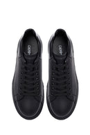 Men's Black Lace-Up Thick Sole Leather Sneakers | Derimod Men's Black Lace-Up Thick Sole Leather Sneakers | Derimod