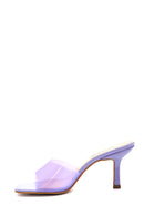 Women's Lilac Vinyl Heeled Slippers | Derimod Women's Lilac Vinyl Heeled Slippers | Derimod
