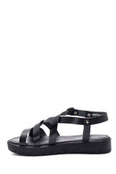 Women's Black Leather Flat Bodrum Sandals | Derimod Women's Black Leather Flat Bodrum Sandals | Derimod