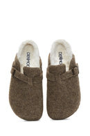 Women's Mink Flat Slippers | Derimod Women's Mink Flat Slippers | Derimod