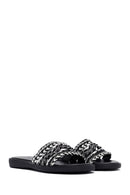 Woman Black Stone Slippers | Derimod Woman Black Stone Slippers | Derimod