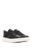 Men's Black Lace-up Thick-Sole Leather Sneaker | Derimod Men's Black Lace-up Thick-Sole Leather Sneaker | Derimod
