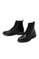 Women's Black Lace-Up Zipper Detailed Combat Boots | Derimod Women's Black Lace-Up Zipper Detailed Combat Boots | Derimod