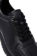 Men's Black Lace-Up Leather Casual Sneakers | Derimod Men's Black Lace-Up Leather Casual Sneakers | Derimod