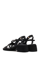 Women's Black Ankle Buckle Low Heeled Leather Sandals | Derimod Women's Black Ankle Buckle Low Heeled Leather Sandals | Derimod