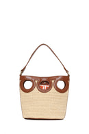 Woman Beige Long-Strap Wicker Shoulder Bag | Derimod Woman Beige Long-Strap Wicker Shoulder Bag | Derimod